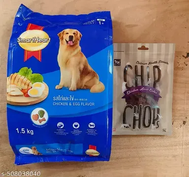 SmartHeart Dog Food for Adult Dogs, Meat Flavor 1kg + Chip Chops Chicken Pasta Dog Treat 70g | High Protein, Easily Digestible, Dry Food for All Dog Breeds thumbnail 0