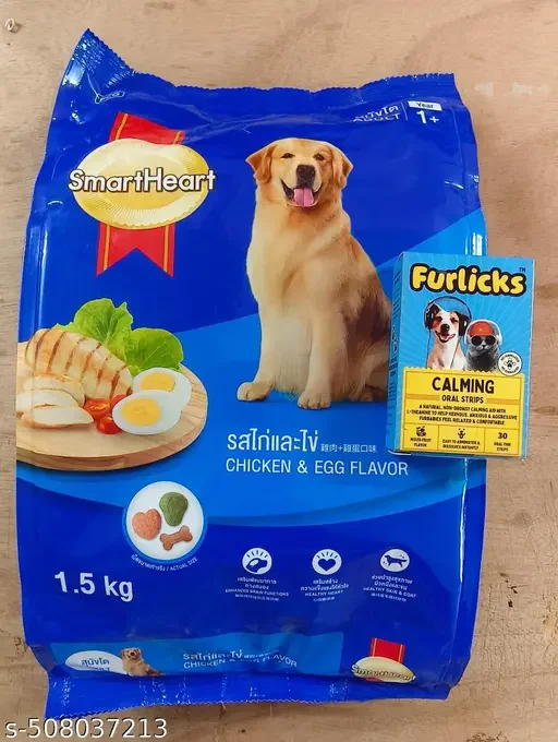 SmartHeart Adult Dry Dog Food Chicken & Egg Flavour 1.5kg + Furlicks Calming Aid for Dogs & Cats Vet Recommended Anxiety Strips, Natural Stress Relief, Premium Dry Dog Food for All Breeds image 4