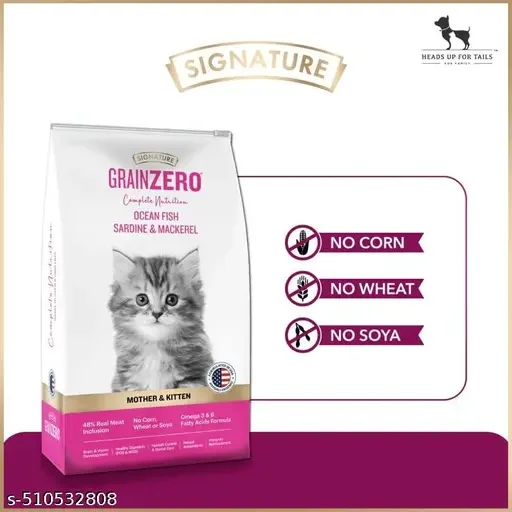 Grain Zero Signature Dry Cat Food, Ocean Fish Flavor, 1.2kg + Me-O Creamy Bonito Cat Treats, 60g Premium Nutrition for Kittens and Mothers image 3