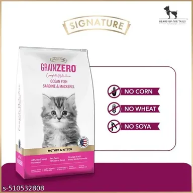 Grain Zero Signature Dry Cat Food, Ocean Fish Flavor, 1.2kg + Me-O Creamy Bonito Cat Treats, 60g Premium Nutrition for Kittens and Mothers thumbnail 2