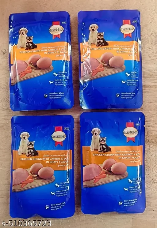 Smart Heart Pouch Wet Puppy Dog Food | Chicken Chunk with Carrot & Egg Gravy | Premium Puppy Food for All Breeds image 1