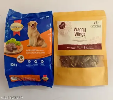 Smart Heart Adult Smoked Liver Dry Dog Food 500gm | Furry Feast Waggy Wings Chicken Treats | thumbnail 0