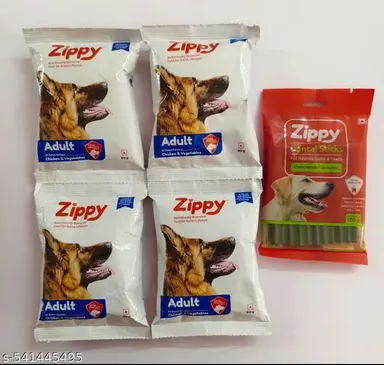 Zippy Adult Dry Dog Food | Real Chicken & Vegetables, Nutritionally Balanced Dog Food for All Breeds, Zippy Dental Sticks for Healthy Teeth, Chlorophyll Flavored | 90gm Pack of 4 thumbnail 0