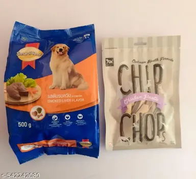 Smart Heart Adult Dog Food, Smoked Liver Flavor 500gm | Chip Chops Chicken Pasta 70gm Dog Treat | Healthy, Easily Digestible Dog Food for All Breeds thumbnail 0
