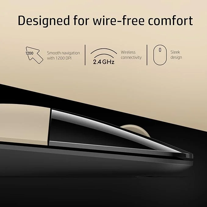 HP Z3700 Wireless Optical Mouse | 1200 DPI |2.4GHz Wireless| 16 Months Battery Life| Ambidextrous and Slim Design| (Modern Gold) image 2