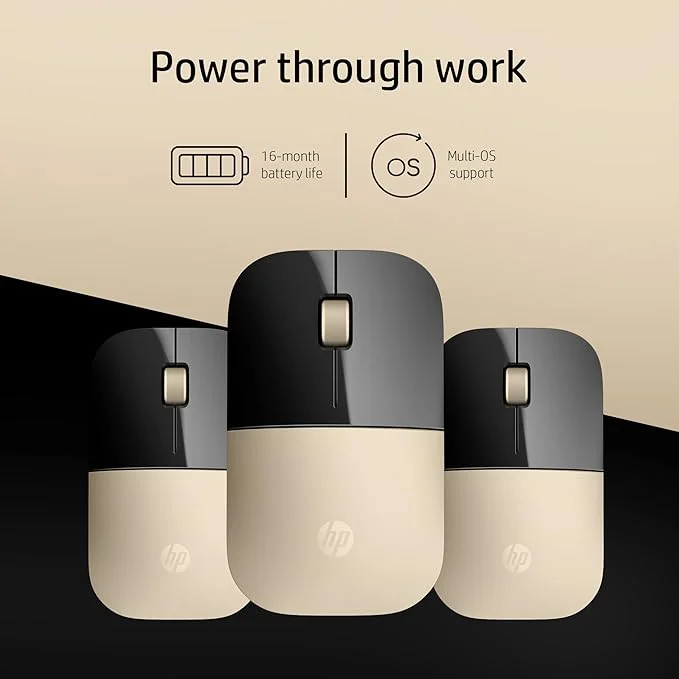 HP Z3700 Wireless Optical Mouse | 1200 DPI |2.4GHz Wireless| 16 Months Battery Life| Ambidextrous and Slim Design| (Modern Gold) image 3