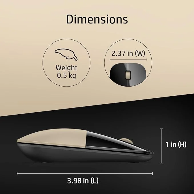 HP Z3700 Wireless Optical Mouse | 1200 DPI |2.4GHz Wireless| 16 Months Battery Life| Ambidextrous and Slim Design| (Modern Gold) image 5
