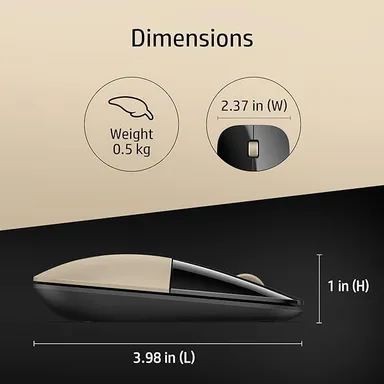 HP Z3700 Wireless Optical Mouse | 1200 DPI |2.4GHz Wireless| 16 Months Battery Life| Ambidextrous and Slim Design| (Modern Gold) thumbnail 4