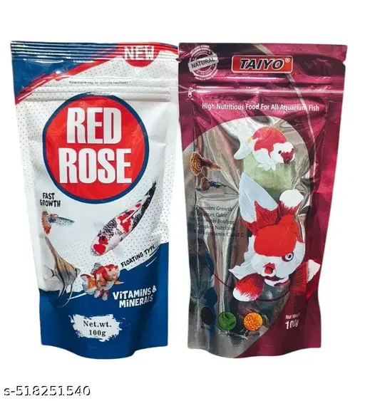 Red Rose Spirulina Fish Food 200gm | High Protein Fish Food Colour Enhancer for Koi Tropical Fish Shrimp New Born Adult Young Senior image 1