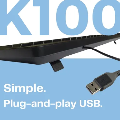 HP K100 Wired USB Keyboard – Full‑Size with LED Indicators, Quiet Typing, Ergonomic Comfort & Plug‑and‑Play for Home Office Work thumbnail 1