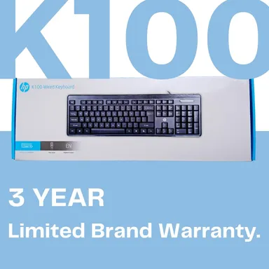 HP K100 Wired USB Keyboard – Full‑Size with LED Indicators, Quiet Typing, Ergonomic Comfort & Plug‑and‑Play for Home Office Work thumbnail 3