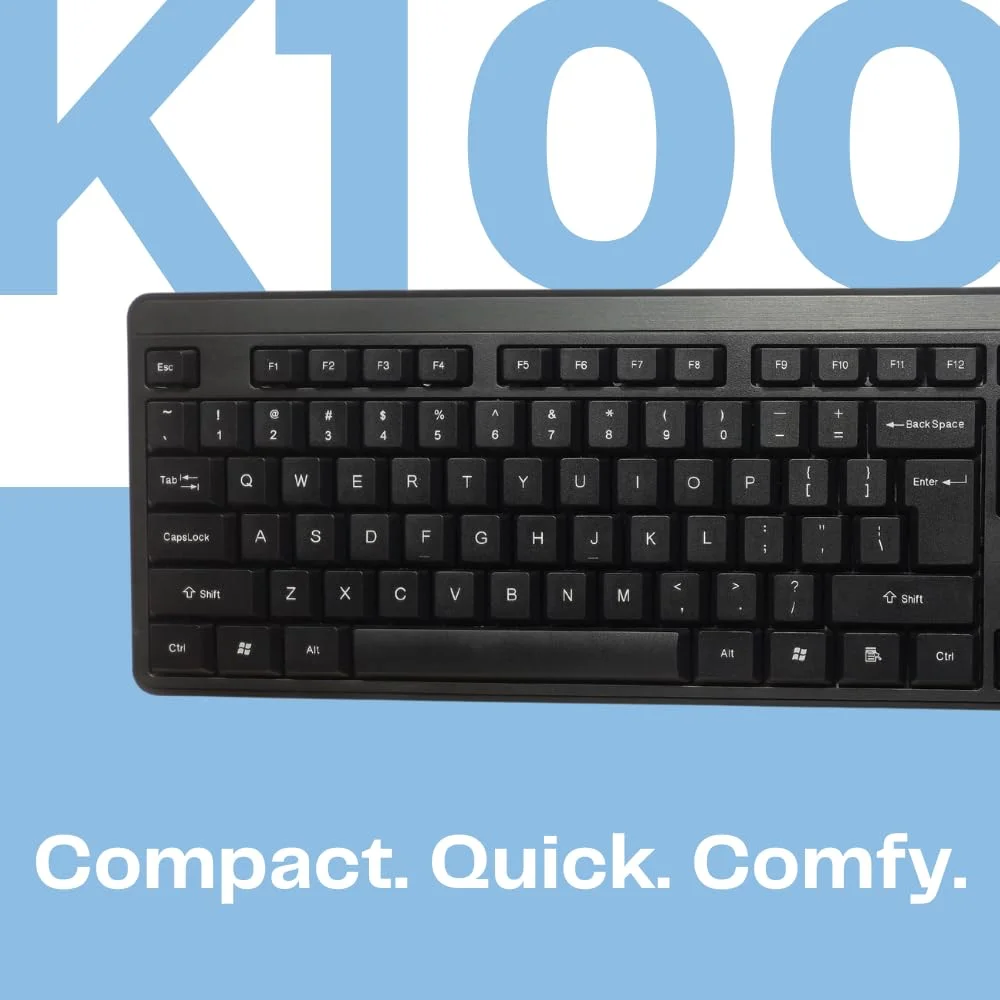 HP K100 Wired USB Keyboard – Full‑Size with LED Indicators, Quiet Typing, Ergonomic Comfort & Plug‑and‑Play for Home Office Work image 1
