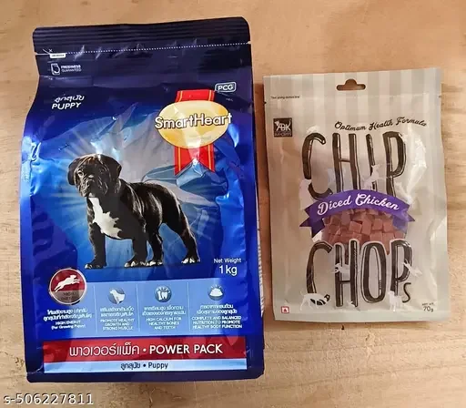 SmartHeart Puppy Dry Dog Food High Energy Power Pack 1kg | Promote Healthy Growth Chip Chops Chicken Dog Treat For All Breeds image 1
