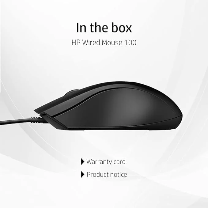 HP Wired Mouse 100 with 1600 DPI Optical Sensor | Ambidextrous USB Plug-and-Play Mouse with Built-in Scrolling and 3 Buttons| 6VY96AA image 3