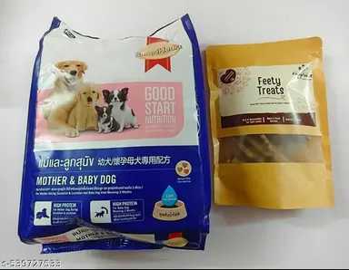 Mother Baby Dry Dog Food | SmartHeart 1.3 Kg with Furry Feast Chicken Dog Treats | Premium Puppy Growth Immune Support Dog Food thumbnail 0