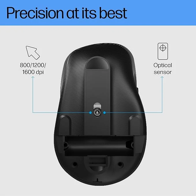 HP M120 Wireless Mouse| 2.4 GHz 6 Buttons, Optical Sensor| Ergonomic Design| USB-A Nano Dongle |1600 DPI. |(Black) image 3