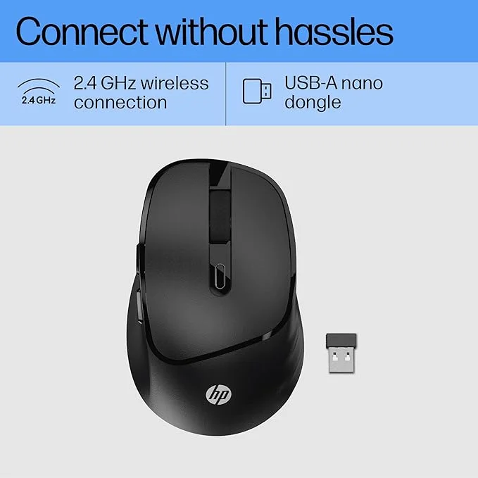 HP M120 Wireless Mouse| 2.4 GHz 6 Buttons, Optical Sensor| Ergonomic Design| USB-A Nano Dongle |1600 DPI. |(Black) image 4