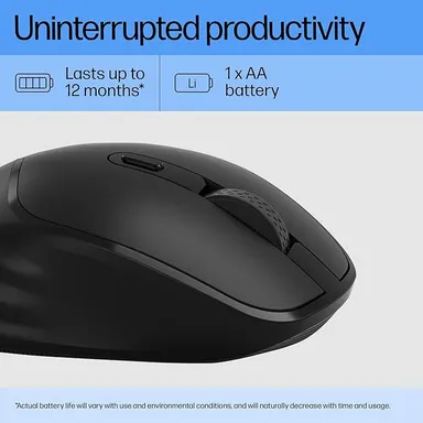 HP M120 Wireless Mouse| 2.4 GHz   6 Buttons, Optical Sensor|  Ergonomic Design| USB-A Nano Dongle |1600 DPI. |(Black) thumbnail 4