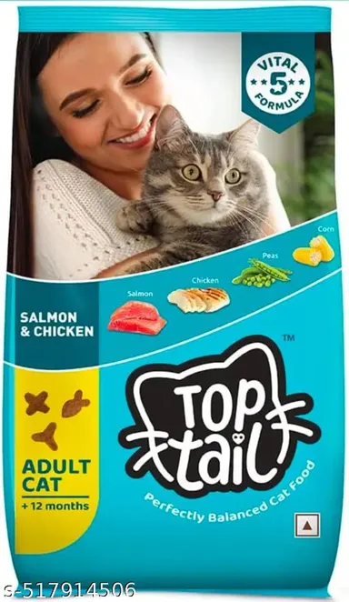 Top Tail Adult Dry Cat Food | Premium Dry Cat Food with Salmon Chicken | Me O Creamy Cat Treats Salmon Flavor | All Life Stages Cat Food thumbnail 1