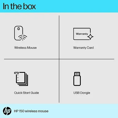 HP 150 Wireless Mouse |1600 DPI|  10m Range| Ambidextrous| Ergonomic Design with Rubber Grip| 2.4 GHz USB Dongle for PC & Laptop thumbnail 4