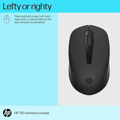 HP 150 Wireless Mouse |1600 DPI|  10m Range| Ambidextrous| Ergonomic Design with Rubber Grip| 2.4 GHz USB Dongle for PC & Laptop thumbnail 5
