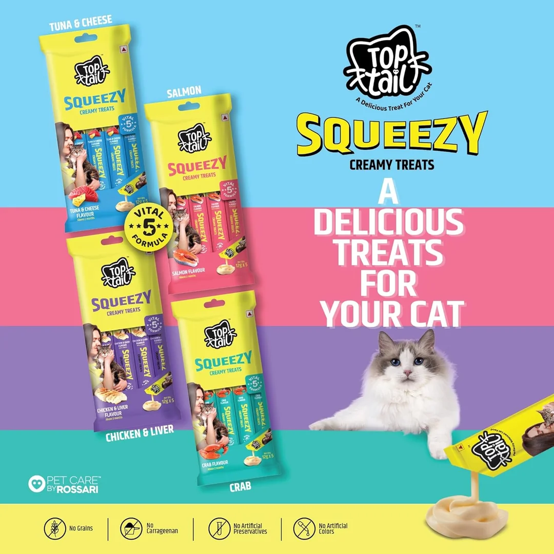 Grain Zero Kitten Dry Cat Food Ocean Fish Sardine Mackerel 1.2kg | Premium Cat Food Rich in Omega 3 6 | Toptail Tuna Cheese Cat Treats Creamy Lickable Sachets image 3