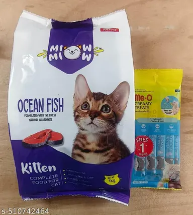 Taiyo Miow Miow Kitten Ocean Fish Dry Cat Food | Premium Balanced Diet Natural Ingredients Me-O Creamy Cat Treats thumbnail 0