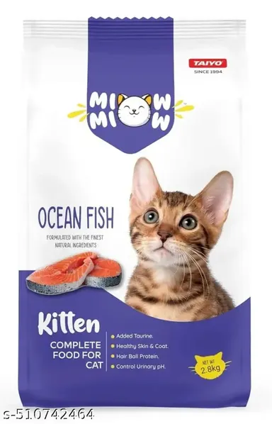 Taiyo Miow Miow Kitten Ocean Fish Dry Cat Food | Premium Balanced Diet Natural Ingredients Me-O Creamy Cat Treats thumbnail 1