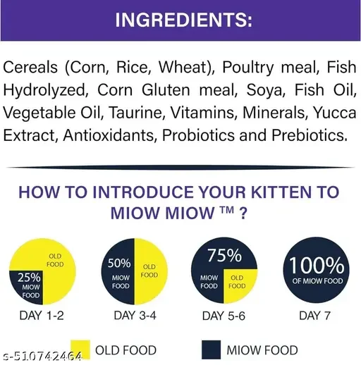 Taiyo Miow Miow Kitten Ocean Fish Dry Cat Food | Premium Balanced Diet Natural Ingredients Me-O Creamy Cat Treats image 4