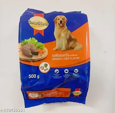 Smart Heart Adult Smoked Liver Dry Dog Food 500gm | Premium Dry Dog Food For All Breeds Healthy Skin and Coat thumbnail 0