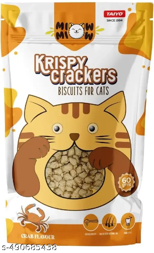 Taiyo Miow Miow Krispy Crackers | Crunchy Cat Treat Biscuits | Salmon Flavour | Healthy Skin and Shiny Coat | Clean Teeth | High Protein Snack for All Breeds image 2