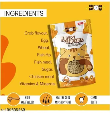 Taiyo Miow Miow Krispy Crackers | Crunchy Cat Treat Biscuits | Salmon Flavour | Healthy Skin and Shiny Coat | Clean Teeth | High Protein Snack for All Breeds thumbnail 3