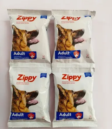 Zippy Adult Dry Dog Food 90gm 4pc | Real Chicken Vegetables | Nutritionally Balanced Premium Dog Food For All Breeds thumbnail 0