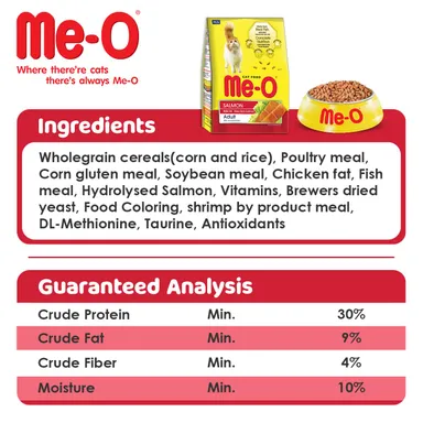 Me O Adult Dry Cat Food Gourmet Flavor 400gm. And  Adult  Salmon Flavor Chunk in Gravy 80gm |Premium Cat Food for All Cat Breeds. Best Quality Food. thumbnail 3