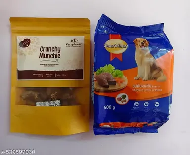SmartHeart Adult Dog Food Smoked Liver Flavor 500gm | Furry Feast Crunchy Munchie Dog Treat 100gm Premium High Protein Treats for All Dog Breeds thumbnail 0