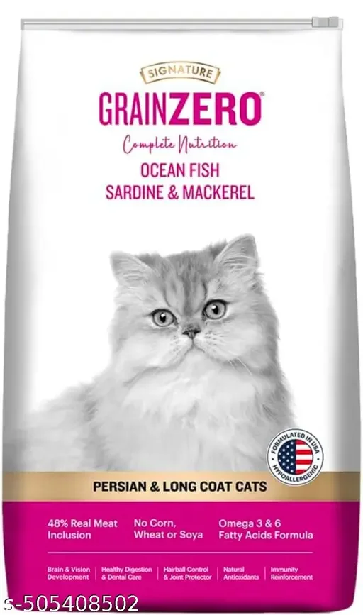 Persian Cat Dry Food | Grain Zero Signature Long Coat Formula | Sardine & Mackerel | Hypoallergenic | Omega 3 & 6 Rich | 1.2 Kg | Chicken & Liver Creamy Treats 60g image 2