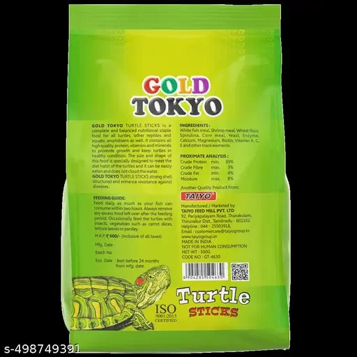 Gold Tokyo Premium Turtle Food 500gm | Spirulina Added Stick with Stabilised Vitamin C for Turtles of All Life Stages image 3