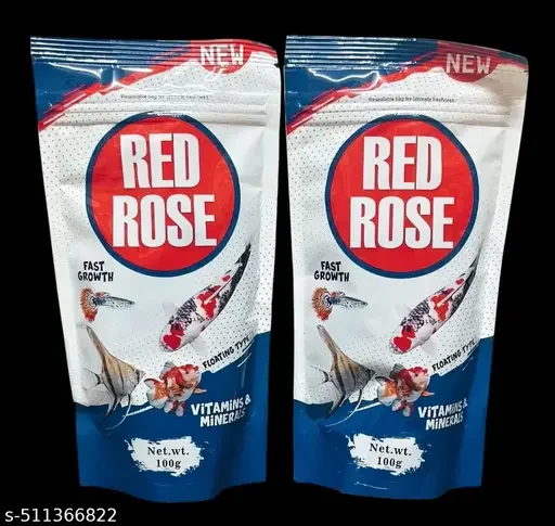 Taiyo Red Rose Colour Enhancer Special Fish Food 100gm Pack of 2 | Spirulina Tropical and Koi Fish Food for Newborn, Adult and Senior Fish image 1
