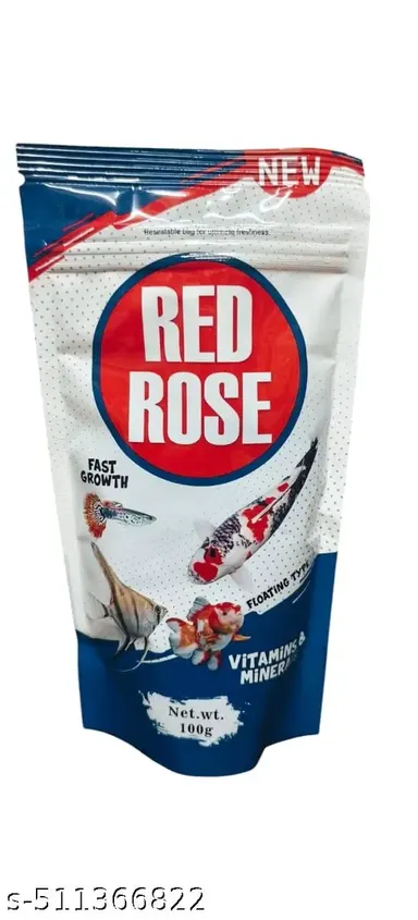 Taiyo Red Rose Colour Enhancer Special Fish Food 100gm Pack of 2 | Spirulina Tropical and Koi Fish Food for Newborn, Adult and Senior Fish thumbnail 1
