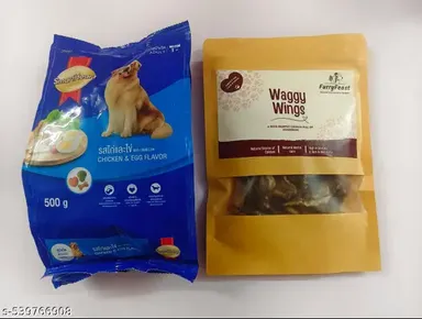 Smart Heart Chicken & Egg Flavour Dry Food for Adult Dog 500gm | Premium Dog Treats Waggy Wings 100gm | Healthy Skin Coat Omega 3 6, Real Chicken Wings  thumbnail 0