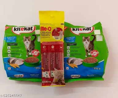 Kitekat Adult Dry Cat Food Ocean Fish Flavour 1kg | Me-O Creamy Treats Chicken Liver 60gm | Complete Nutrition Cat Food for All Breeds thumbnail 0