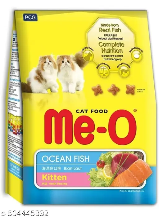 Me O Kitten Dry Cat Food Ocean Fish 400gm | Toptail Crab Flavor Cat Treats Squeezy Creamy Lickable Treats Rich in Omega-3 & 6 Premium Cat Food For Kittens image 2