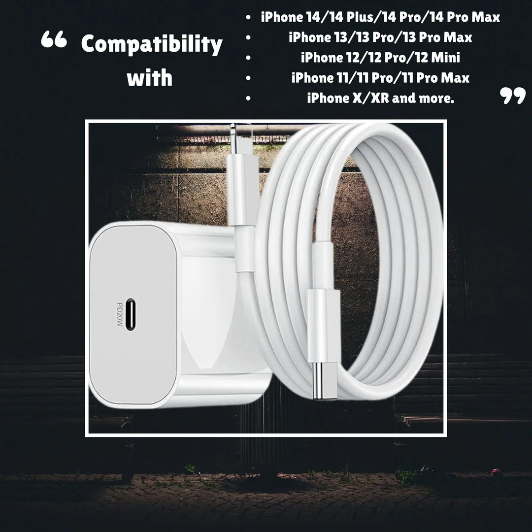 20W MFi Certified Fast Charger for iPhone 14|13|12|11|X|XR | USB-C to Lightning Cable | Fly Master image 3