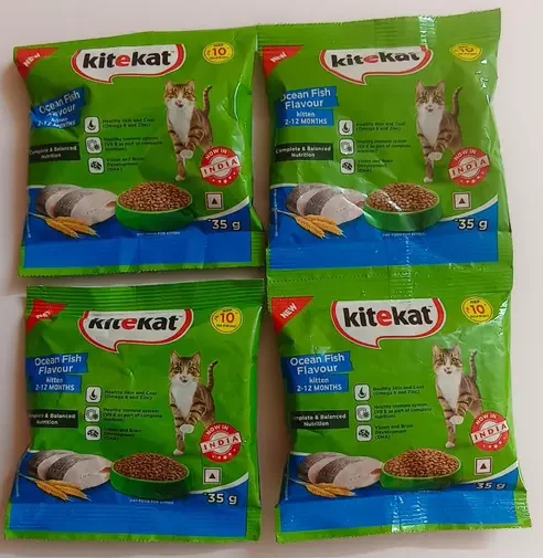 Kitekat Adult Cat Food Ocean Fish Flavour Dry 35gm Pack of 4. Best quality Food For All Cat Breeds, healthy Skin & Coat. image 1