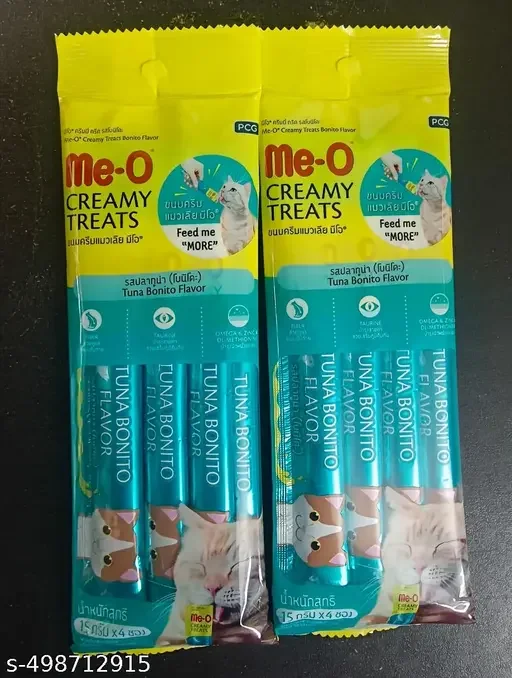 Me-O Creamy Cat Treats, 60gm | Tuna & Bonito | Premium Cat Treats for All Breeds | Best Quality | Healthy Digestive System image 1