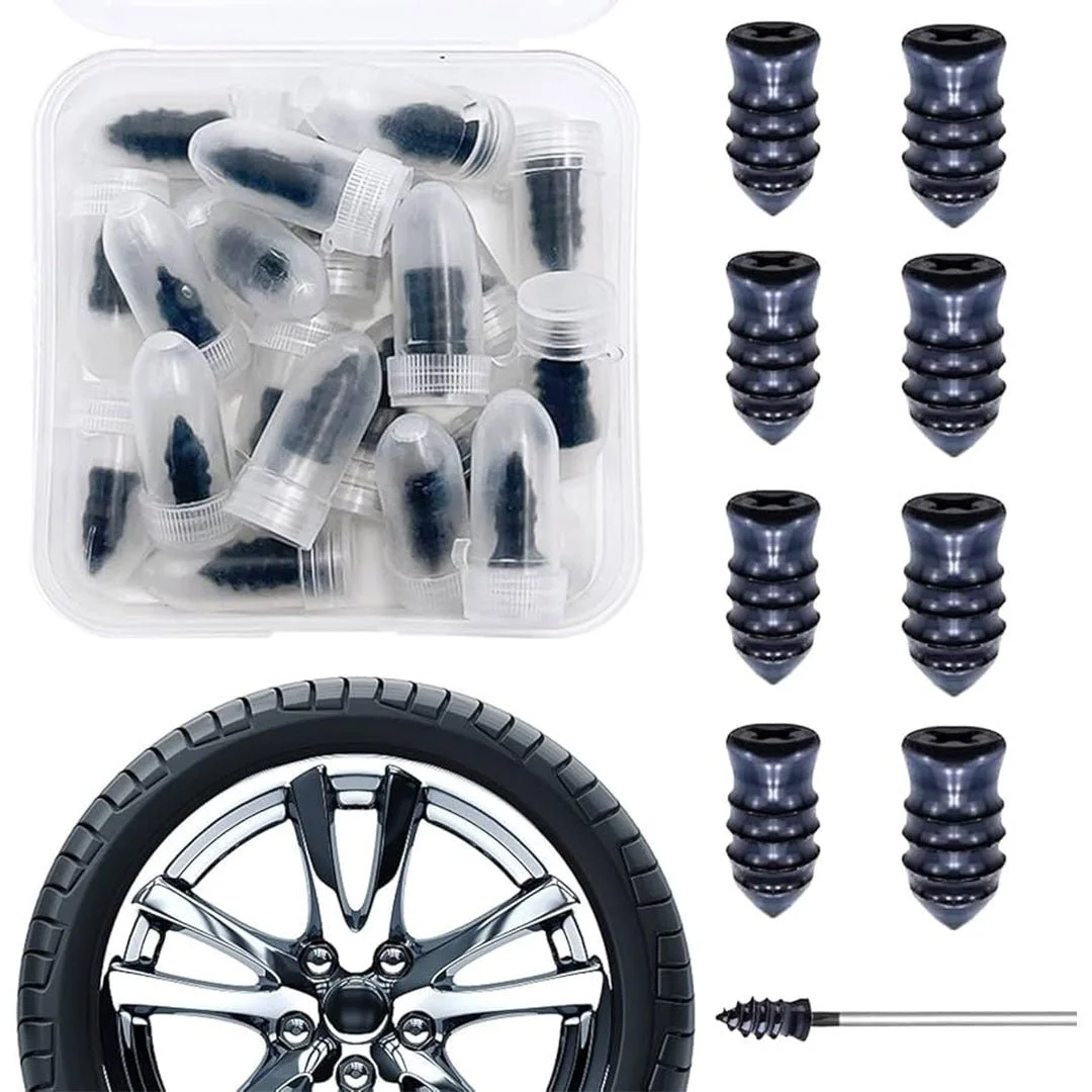 Tubeless Tire Repair Kit |10pcs Rubber Screw Plugs for Auto, Motorcycle, Car, Truck, Tractor | Self-Service Vacuum Puncture Repair Tool by Fly Master image 1