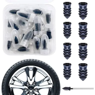 Tubeless Tire Repair Kit |10pcs Rubber Screw Plugs for Auto, Motorcycle, Car, Truck, Tractor | Self-Service Vacuum Puncture Repair Tool by Fly Master thumbnail 0