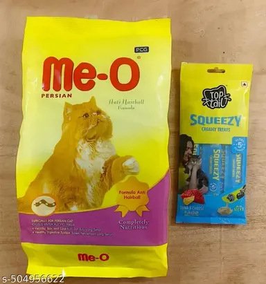 Me-O Adult Dry Cat Food Persian Cat 1.1kg |Toptail Cat Treats Tuna & Cheese Flavor - 60 Grams | Squeezy Creamy Lickable Treats for Cats, Rich in Omega-3 & 6 Fatty Acids Premium Cat Food For All Cat Breeds thumbnail 0