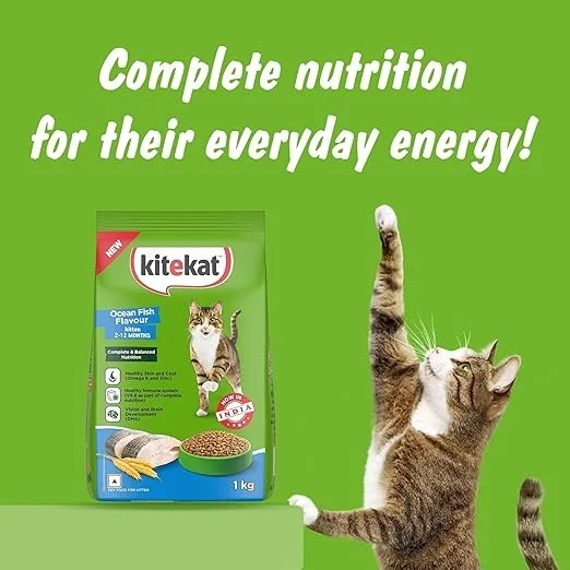 Kitekat Adult (1+ Years) Dry Cat Food, Ocean Fish Flavour,2.8kg | Complete and Balanced Nutrition for Adult Cats,Hair Ball Control.Healthy Skin & Coat. image 3