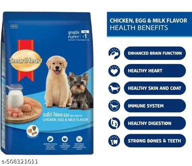 SmartHeart Puppy Dry Dog Food Chicken, Egg & Milk Flavour| Chip Chops Chicken Pasta Dog Treat, Easily Digestible, Healthy Dog Treat  for Puppies| Suitable for All Dog Breeds thumbnail 2